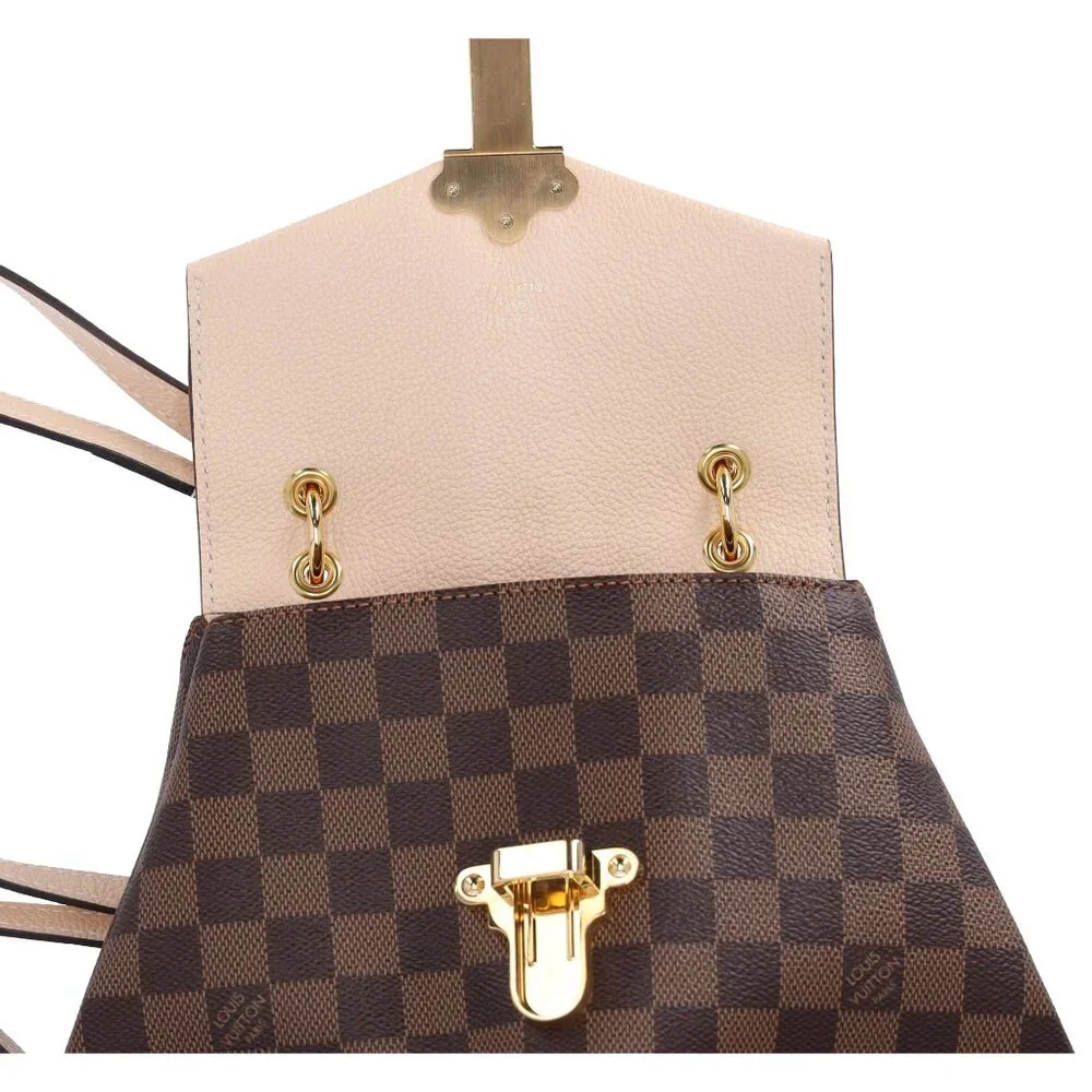 Louis Vuitton Clapton Backpack Damier Brown Canvas Leather Cream Crossbody